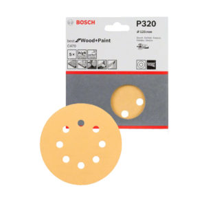 Disco de Lija C470 125mm G320 5u 8P madera y pintura. (Best for Wood and Paint)