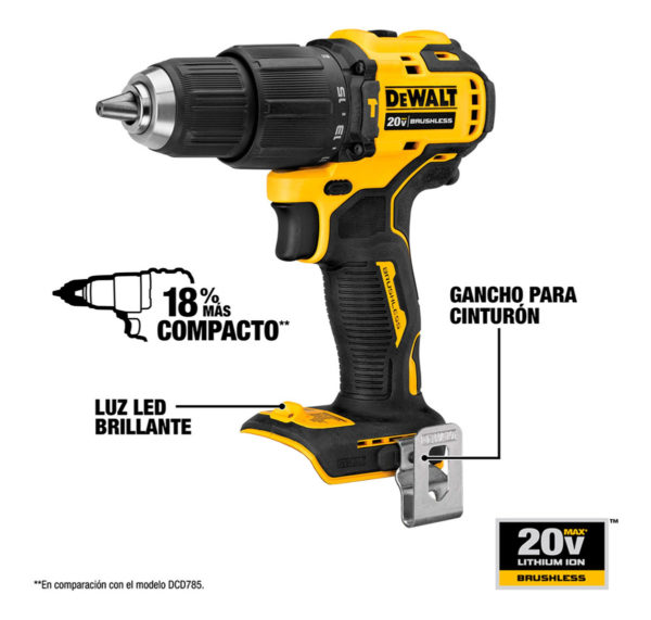 Taladro Percutor Atomic 1/2' 20v + 2 Bat Dewalt Dcd709d2-b2
