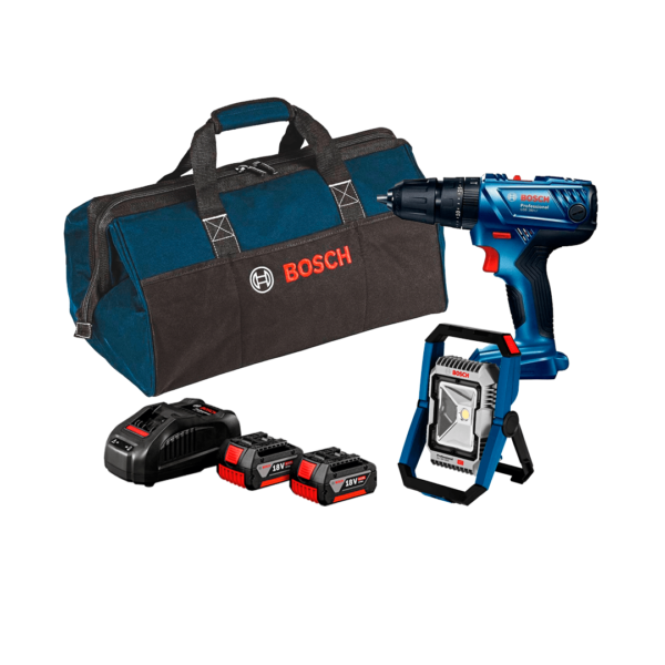Taladro Percutor GSB 180 + Linterna Inalámbrica GLI + 2 Baterias Bosch
