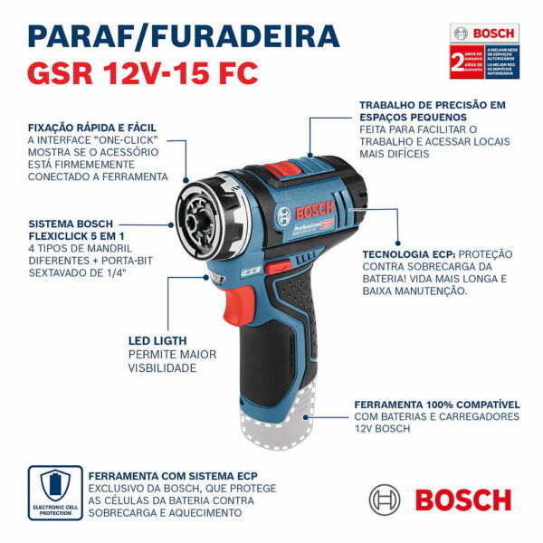 Taladro Atornillador 12v Bosch Gsr 12v-15, Fc Flexiclick