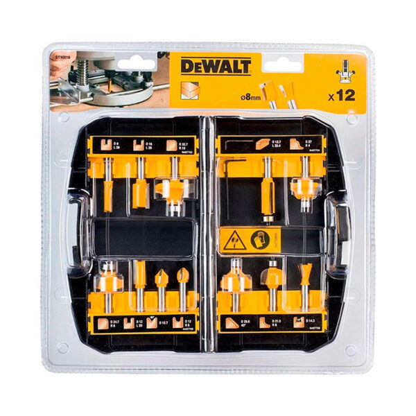 Set 12 Fresas para Madera 8 MM Dewalt Dt90016-qz