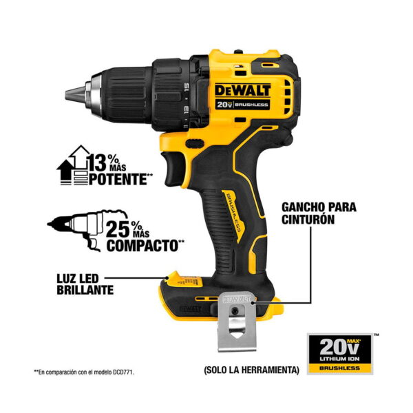 Taladro Atornillador Atomic 20v + 2 Bat Dewalt Dcd708d2-b2