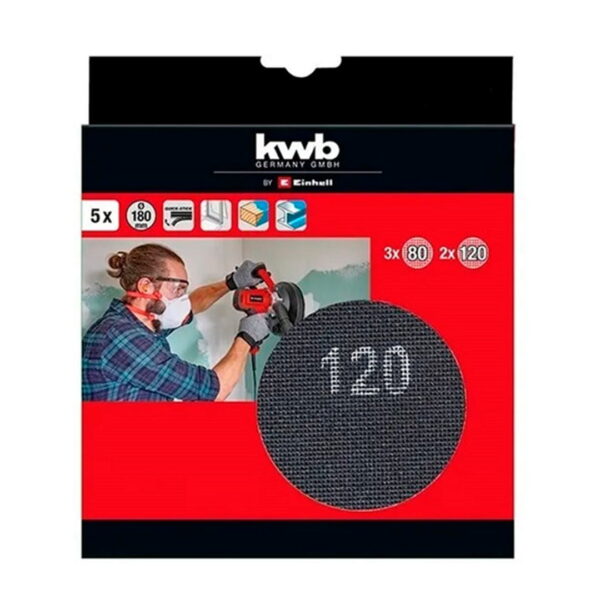 Set 5 Lijas Abrasivas 180MM KWB para Lijadora TE-DW 180