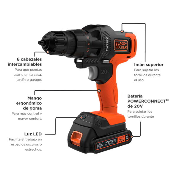 Herramienta Multipropósito 20v 6en1 Matrix MTX20K6A Black+decker