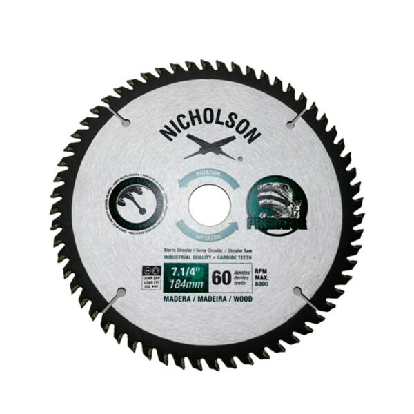 Disco Sierra Circular 7 1/4 60 Dientes Nicholson