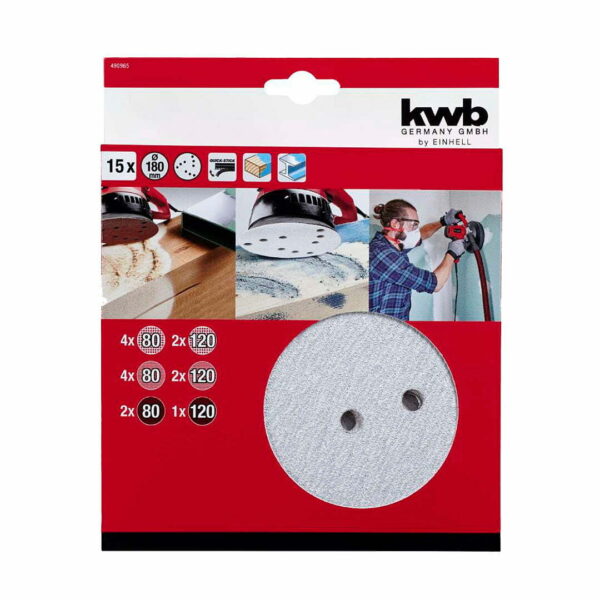 SET 15 LIJAS 180MM KWB 490965