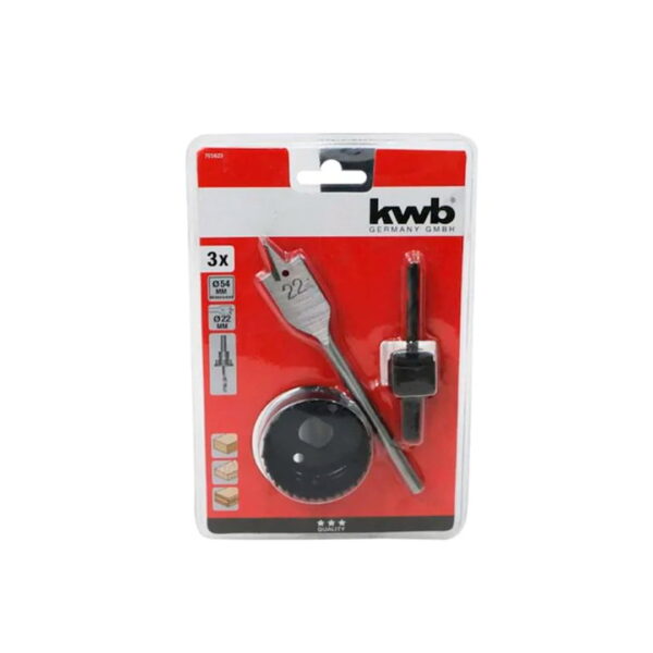 KIT INSTALACION CERRADURA 3 PZ. (BROCAS) KWB 705610
