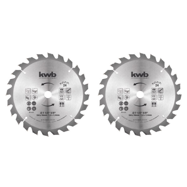 SET 2 DISCO SIERRA CIRCULAR 7 1/4 24D KWB 586191