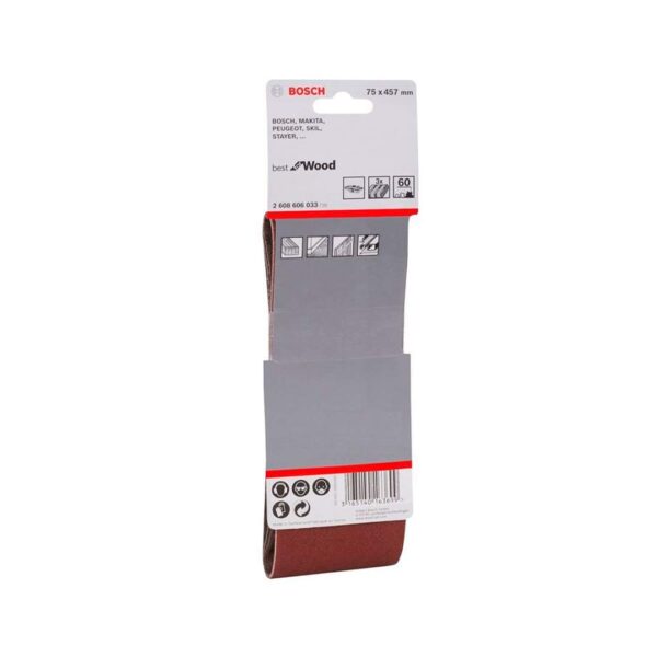 Set 3 Lijas de Banda Bosch 75X457 Grano 60