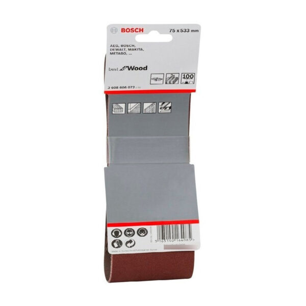 Set 3 Lijas de Banda Bosch 75X533 Grano 100