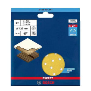 Set 6 Discos de Lija con Velcro Bosch 125 mm Grano 60-120-240