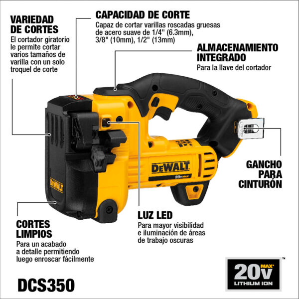Cortador De Varilla Roscada Dewalt 20v Dcs350b - Sin Baterías