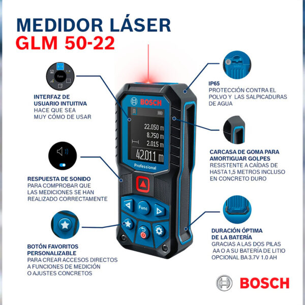 Medidor De Distancia Laser Bosch Glm 50-22 Profesional