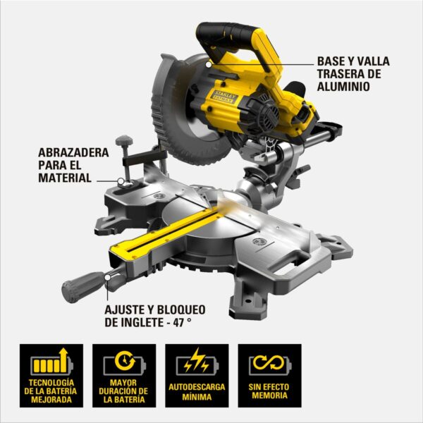 Sierra Ingleteadora Stanley 7-1/4 20v Scm701-b2 - Sin Baterias