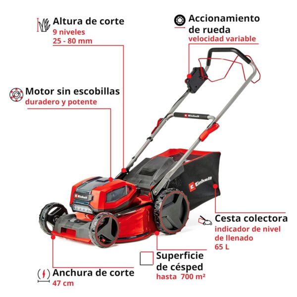 Kit Cortacesped 4x4 Inal. Einhell GP-CM 36/47 BL + Carg y baterías 4 AH
