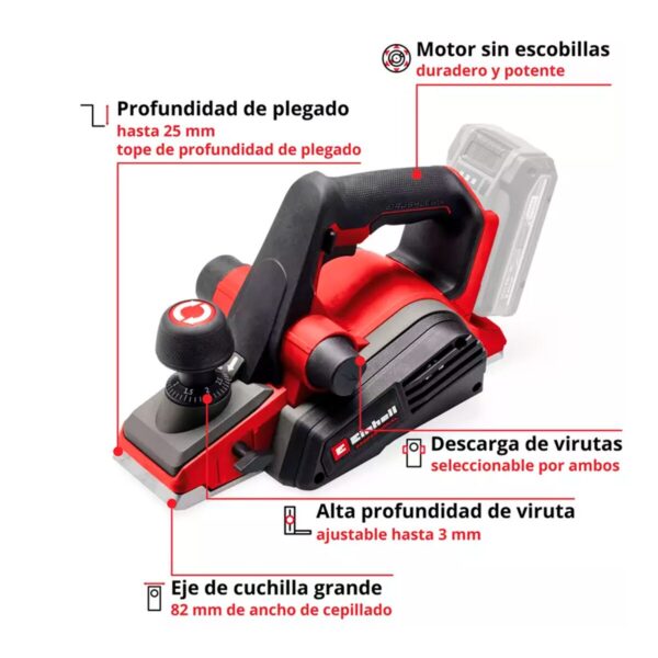 Cepillo Inal. Einhell TP-PL 18/3 Li BL - Sin Baterías