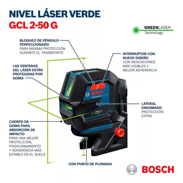 Nivel Láser Líneas Verdes Gcl 2-50g + Base Rm10 + Trípode